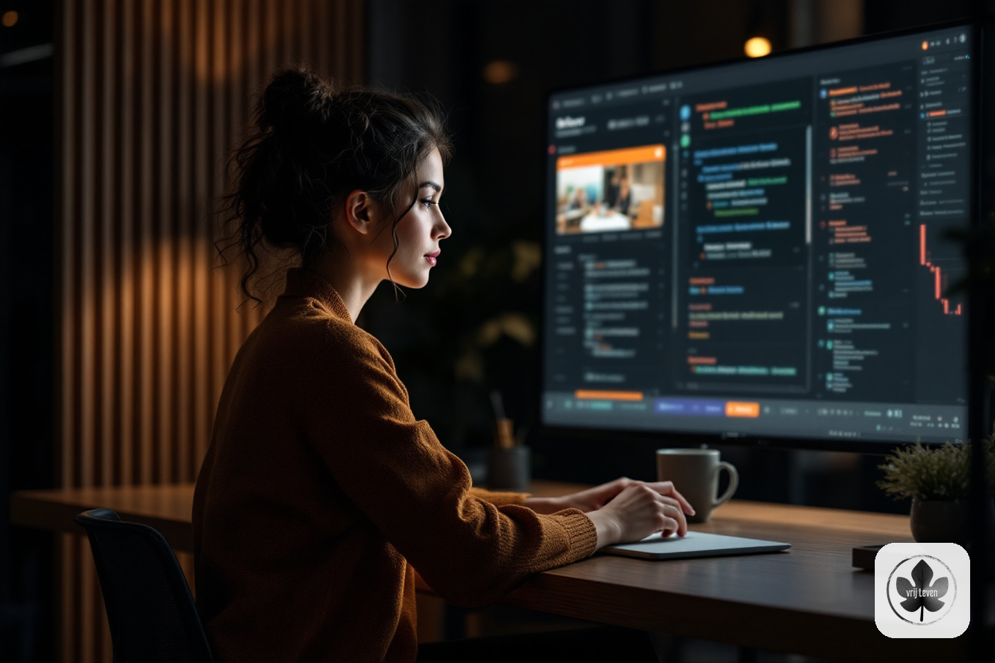 Merkbeeld voor VrijLeven: smart integrations across APIs, portals, inboxes and knowledge bases shown as calm infrastructure that opens up hidden business data